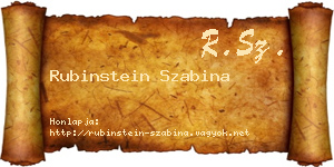 Rubinstein Szabina névjegykártya